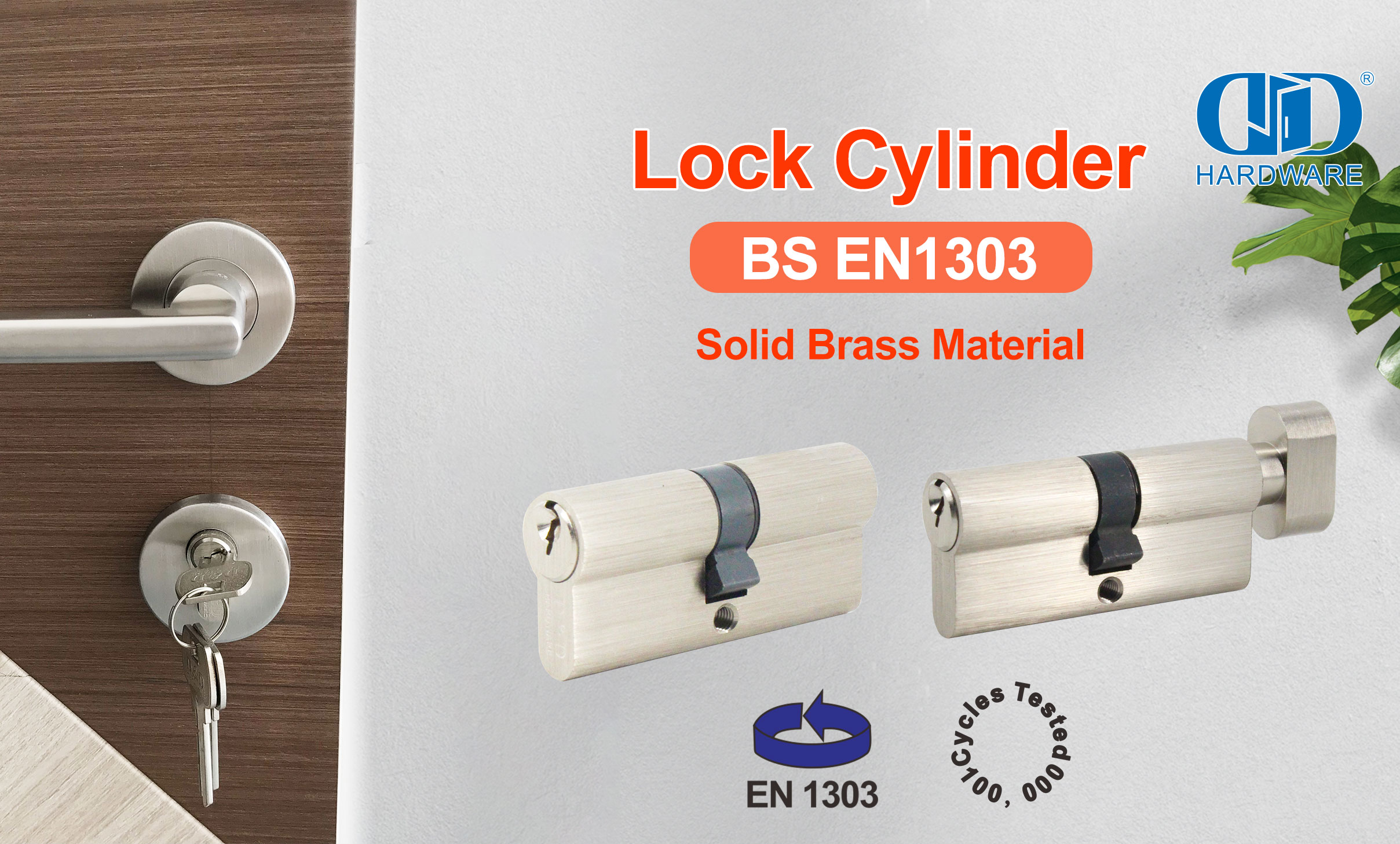 BS EN1303 欧洲双开锁芯，带旋钮